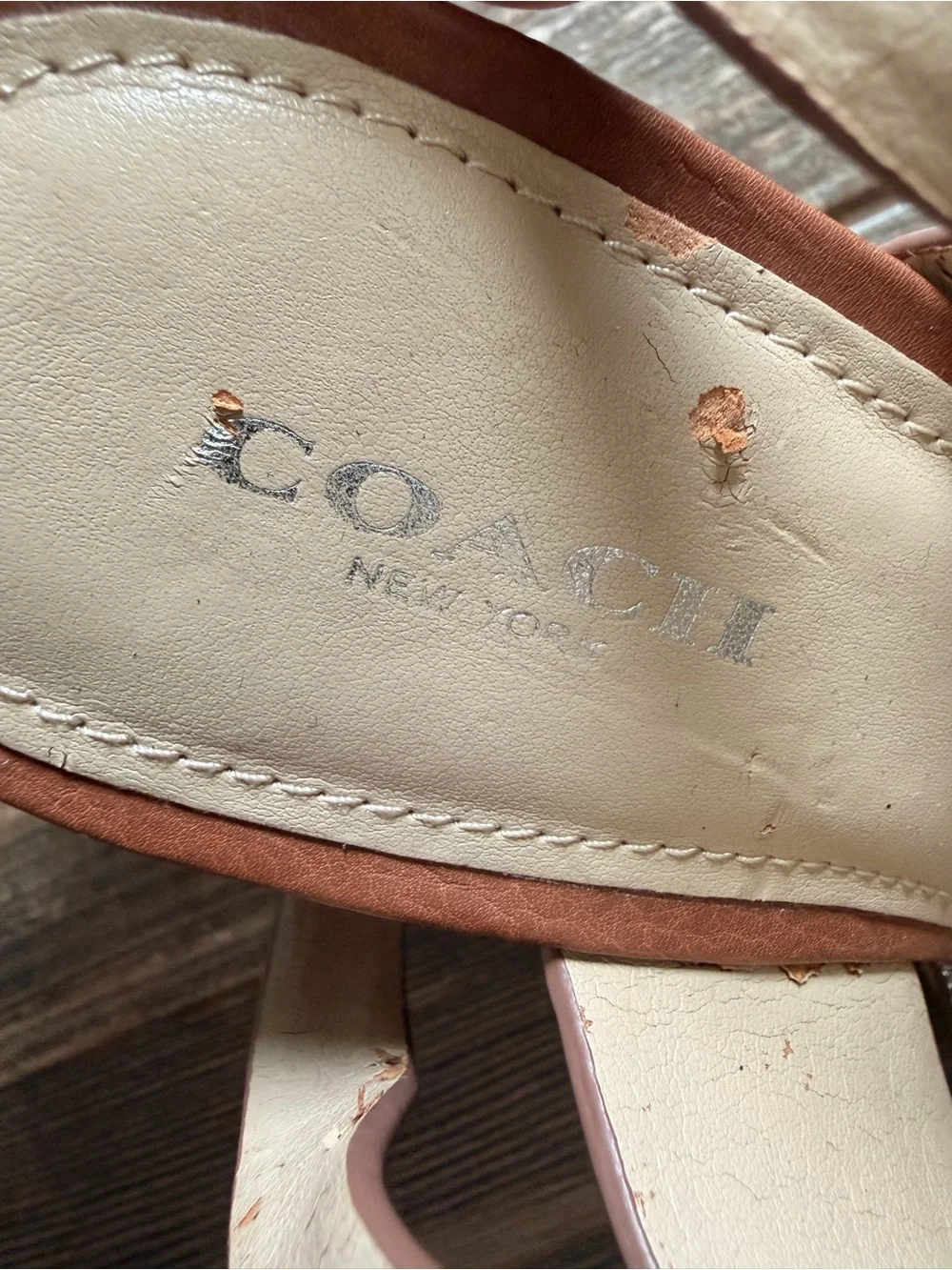 COACH Quartz Leather Platform Sandals Size 37 - Picture 2 of 5
